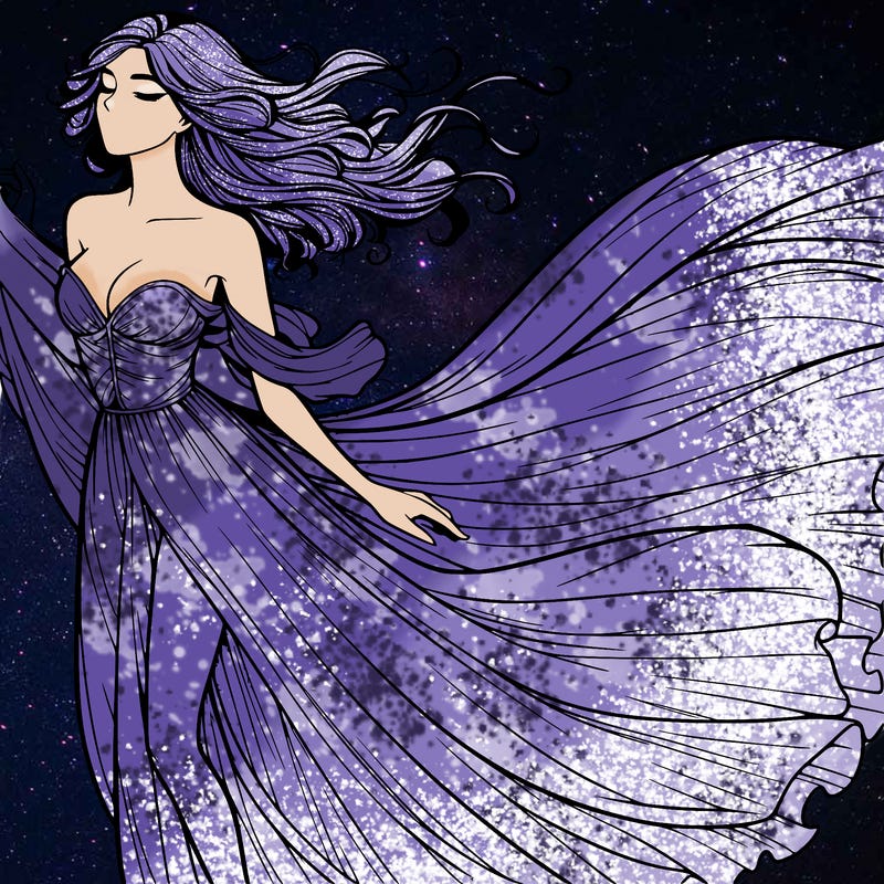 realistic woman in dress flowing the the wind