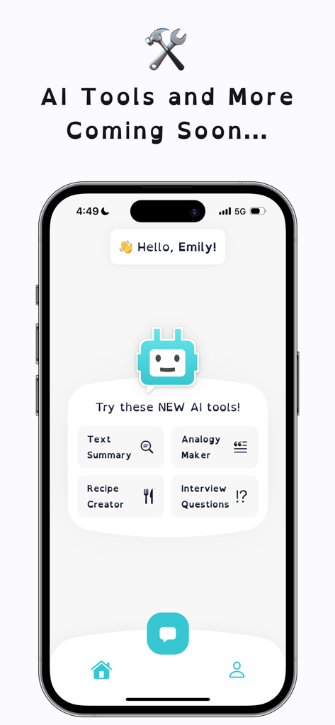 Dyslexia Font - AI Tutor & Pal - Dyslexia Font app interface showing AI tools like Text Summary and Recipe Creator using a specialized accessible font.