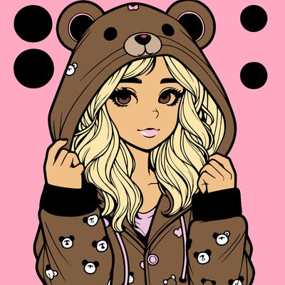 realistic girl in a animal pjs hoodie