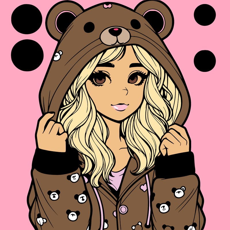 realistic girl in a animal pjs hoodie