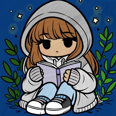 girl in oversized hoodie reading a book