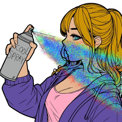 a realistic girl spray, painting