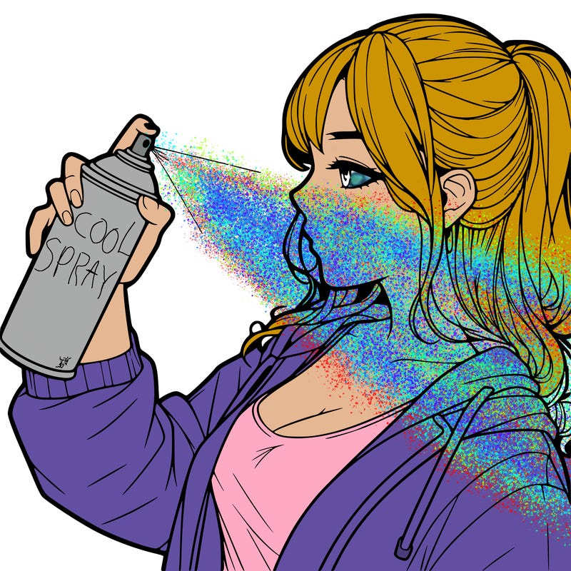 a realistic girl spray, painting