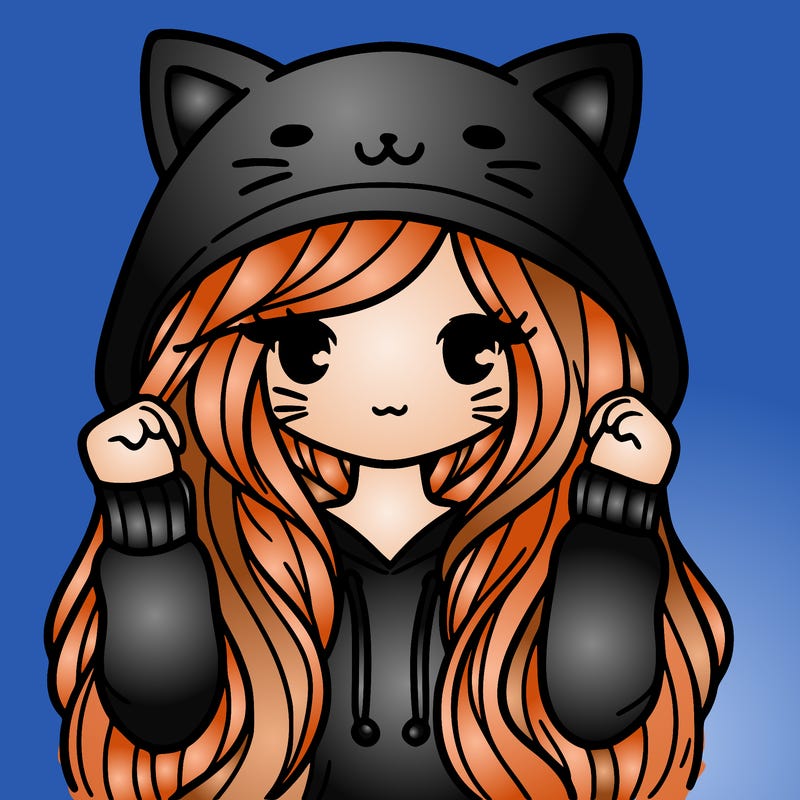 girl with long hair in cat hoodie