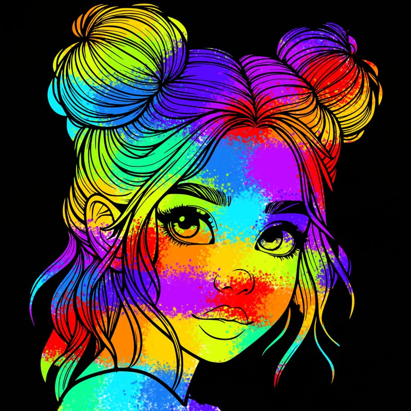 realistic girl with hair buns on her head