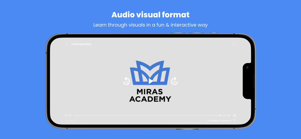 Miras Academy - Miras Academy video player interface for interactive learning on a smartphone.