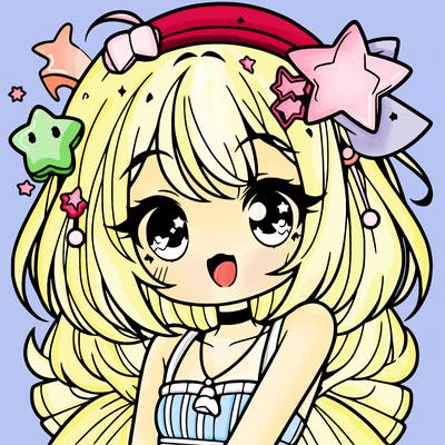 cute anime girl with star accessories