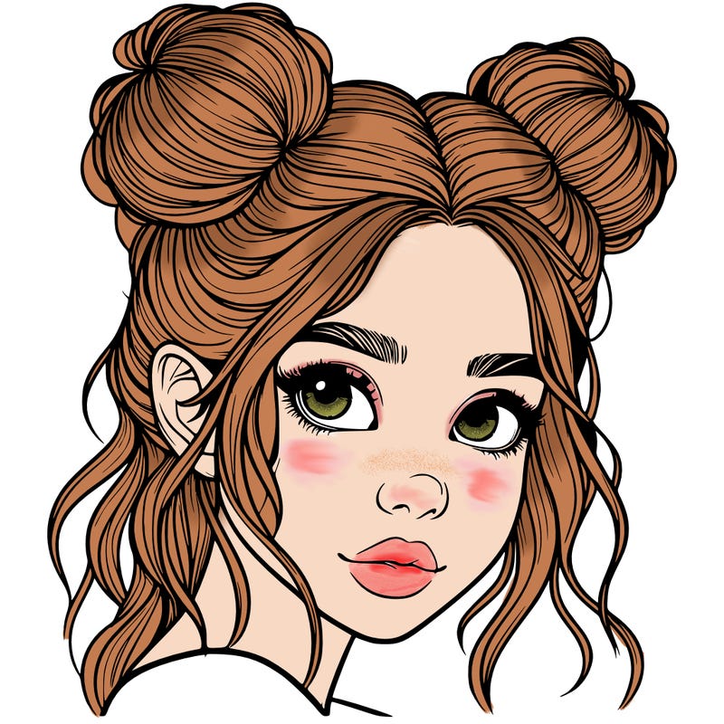 realistic girl with hair buns on her head