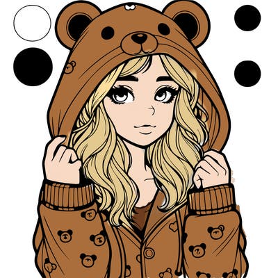 realistic girl in a animal pjs hoodie