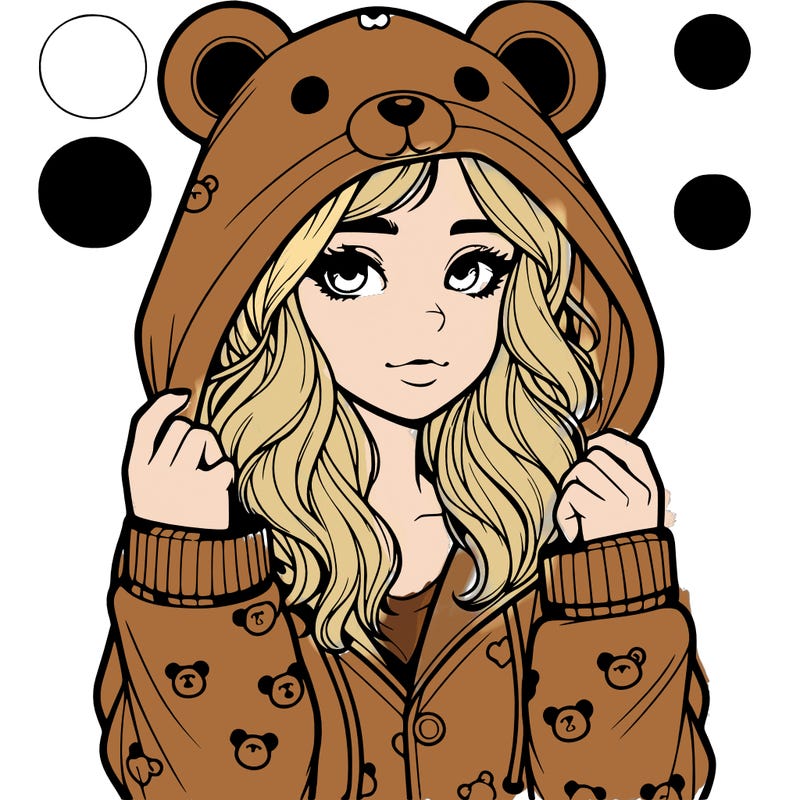 realistic girl in a animal pjs hoodie
