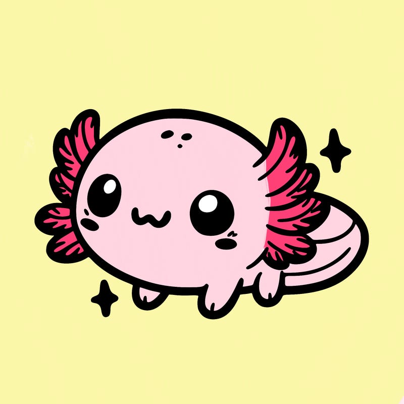 cute easy baby axolotl