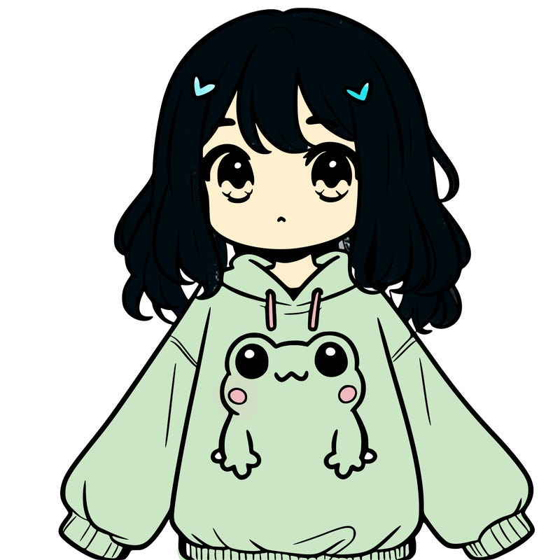 girl wearing frogging sweatshirt