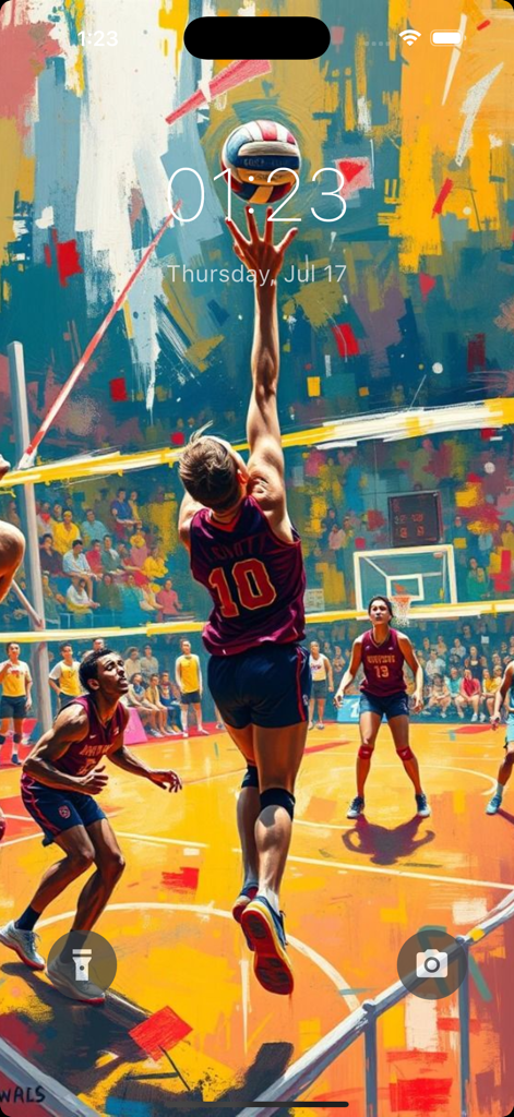 スマートフォンのロック画面にある、カラフルな芸術的なサッカーファンタジー編集壁紙