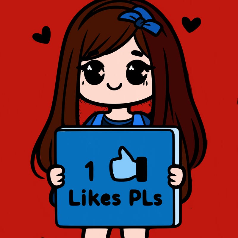 girl holding a sign saying 10 likes pls