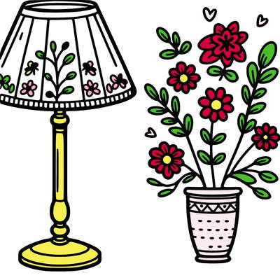 a floor lamp with flowers