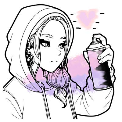 a realistic girl, spray painting