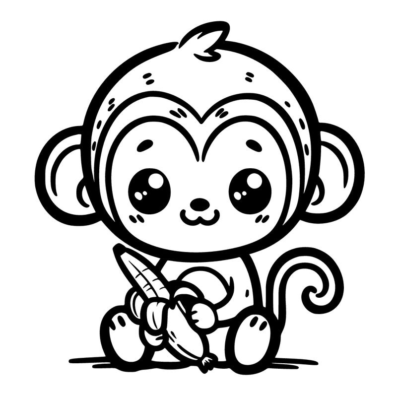 monkey cute and small holding a bannana