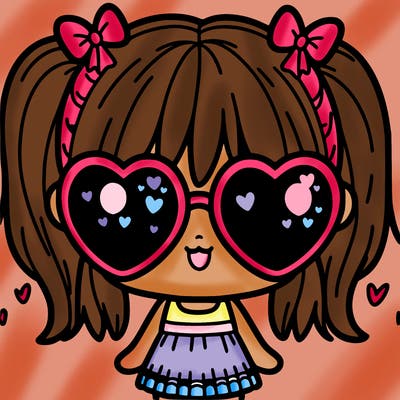 cute girl with heart sunglasses
