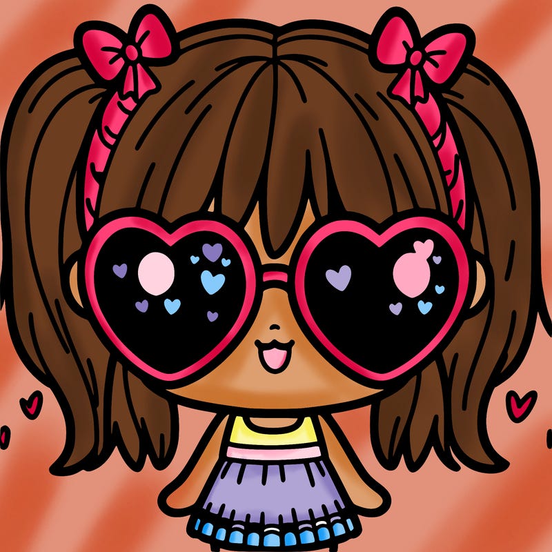 cute girl with heart sunglasses