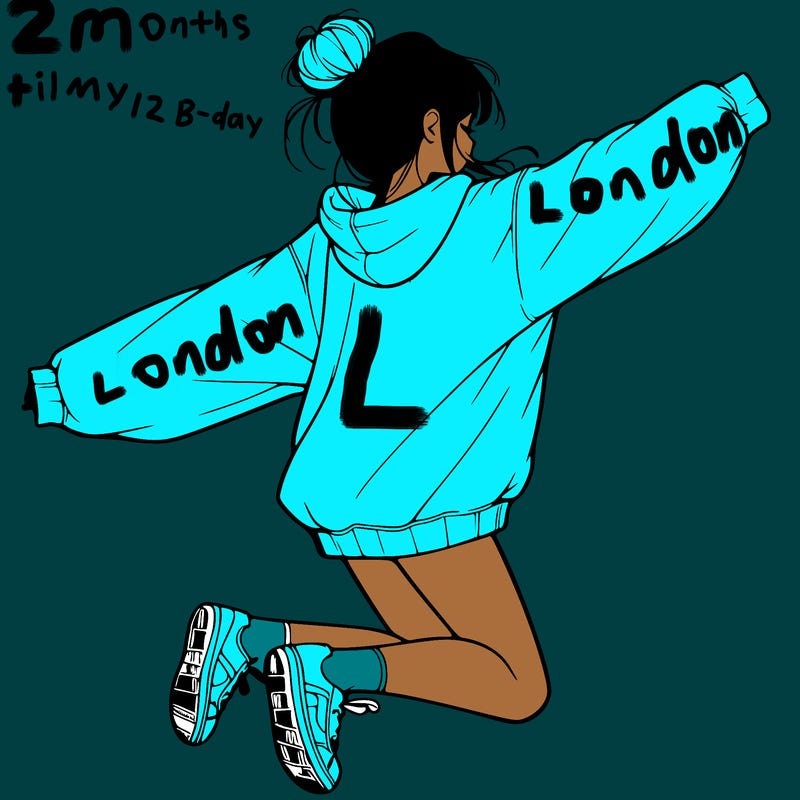 realistic girl jumping with a bun and oversized sweatshirt