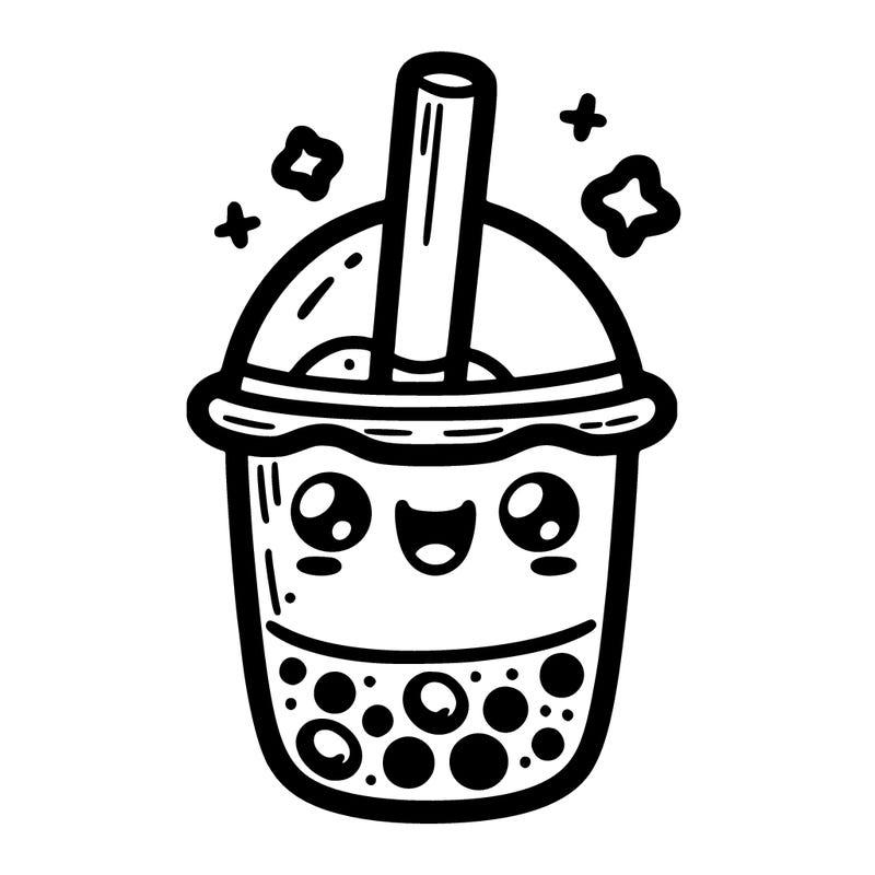 boba tea with a face