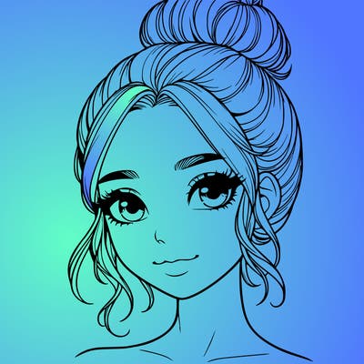 realistic pretty girl with hair in bun