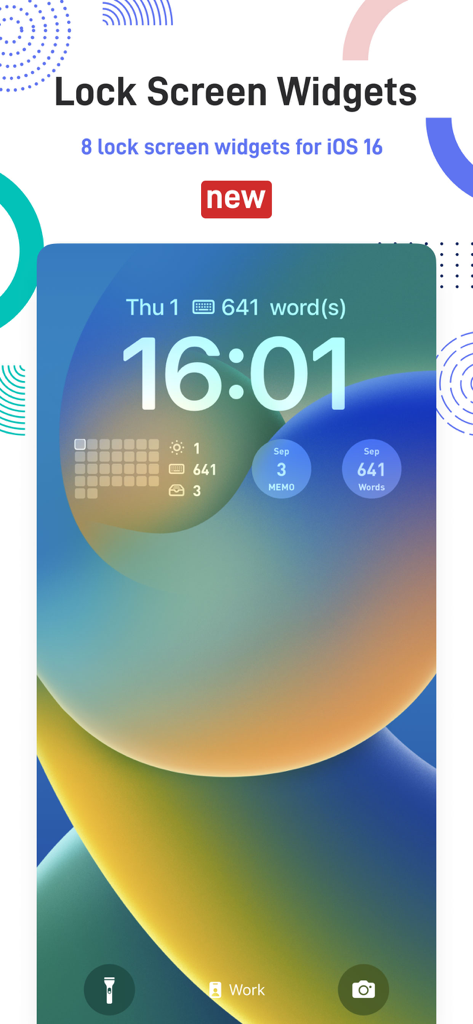 flomo浮墨-极简卡片笔记、轻便签与日记备忘 - iOS lock screen displaying flomo productivity widgets for memo and word count tracking