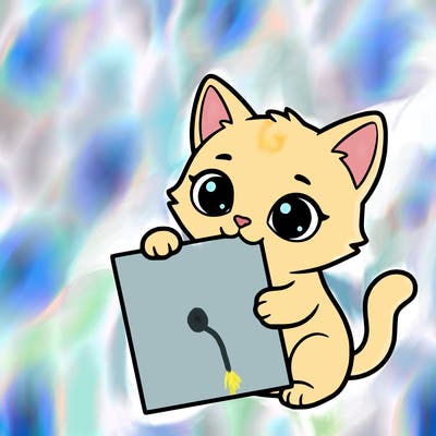 a small cat with a blank sheet of paper in its hand. the cat is sooooooo cute!