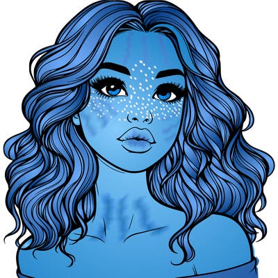 realistic girl with wavy hair and lips