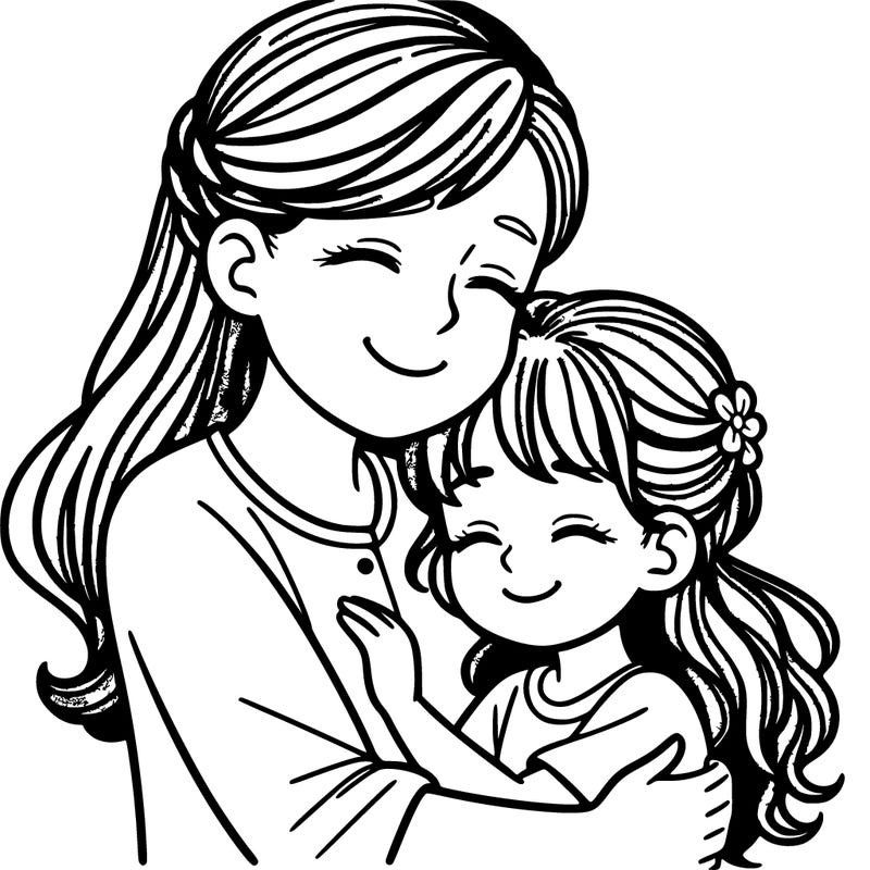 a mother and daughter hugging