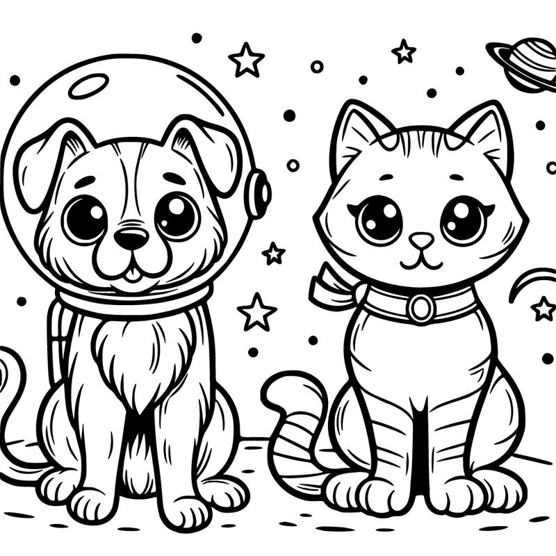 cat dog in space