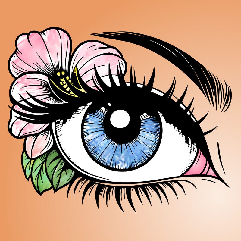 realistic eye with flower