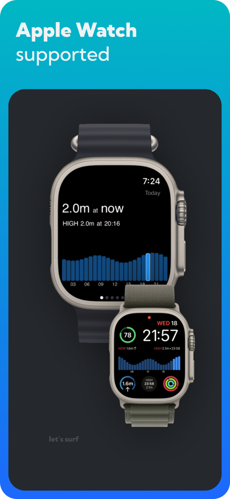 Bali Tide Forecast - Bali Tide Forecast app displayed on Apple Watch showing tide charts and sea level data