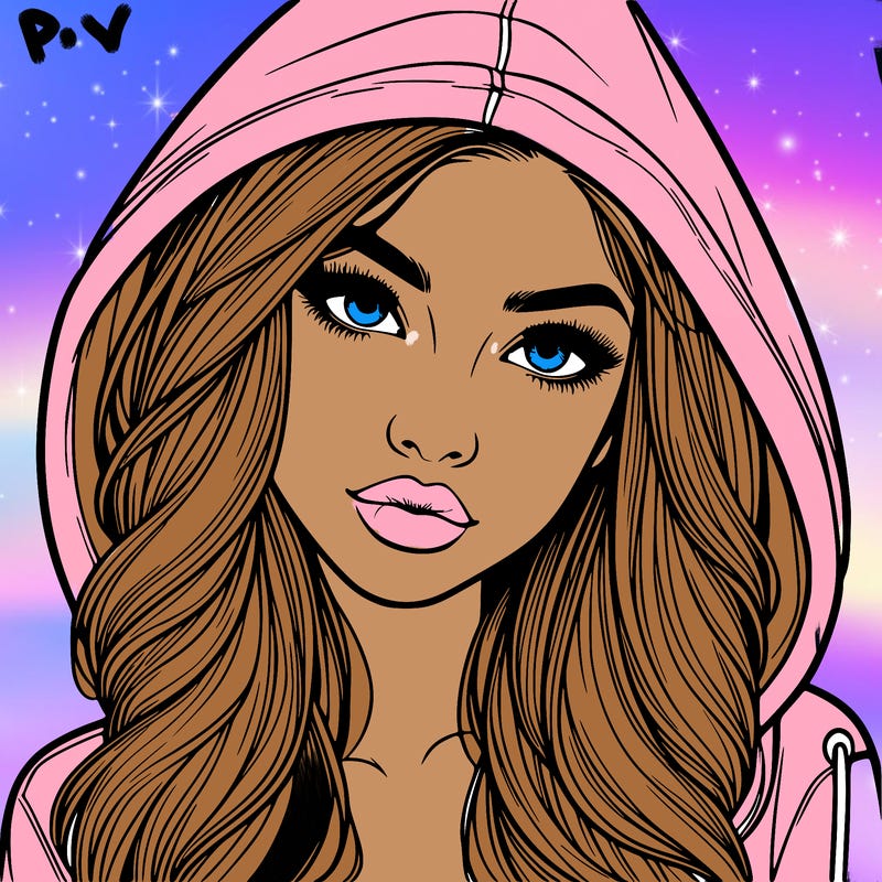 realistic beautiful girl with a hood on