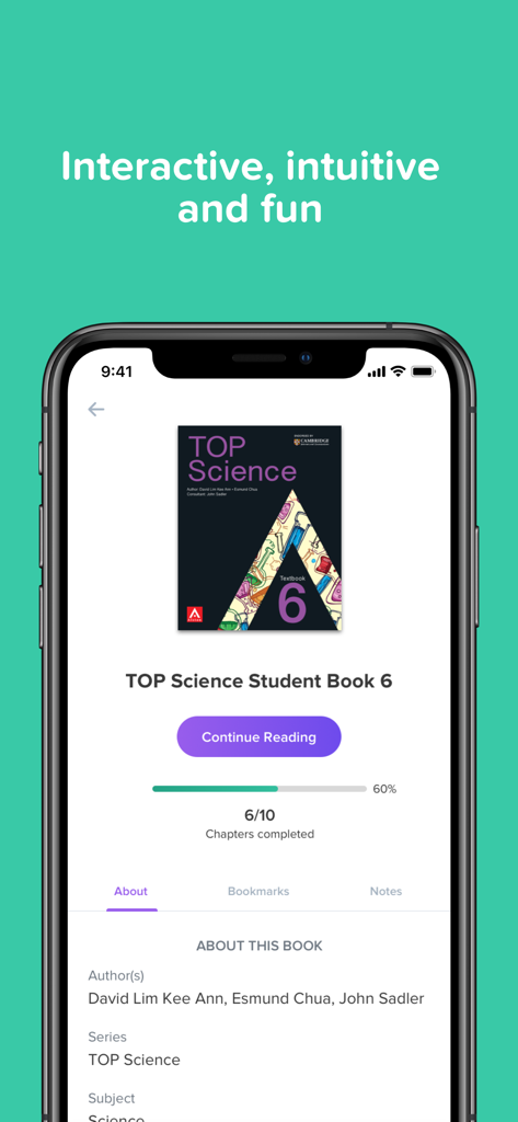 Alston Digital - Interface do aplicativo Alston Digital mostrando o livro didático do aluno TOP Science e o progresso de leitura