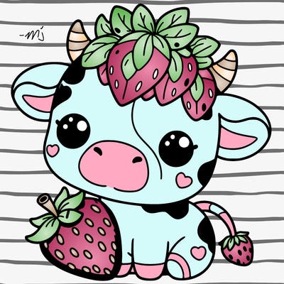 cute strawberry cow