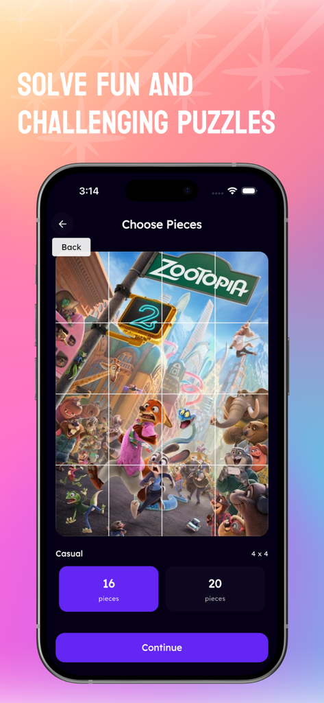 HotMiniDrama - Movies & TV - Aplicativo HotMiniDrama mostrando um recurso de mini-jogo de quebra-cabeça com tema de filme