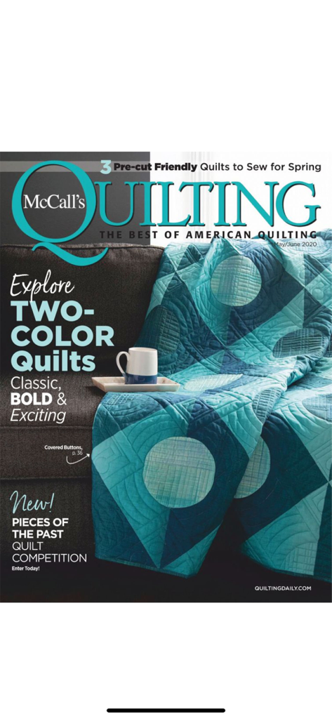McCall's Quilting Magazine - Cover of McCall's Quilting Magazine featuring a blue and teal geometric quilt