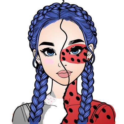 realistic girl with braids