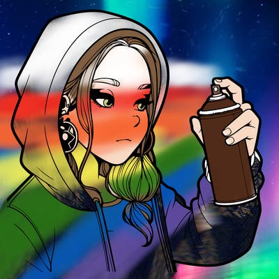 a realistic girl, spray painting