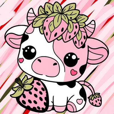 cute strawberry cow