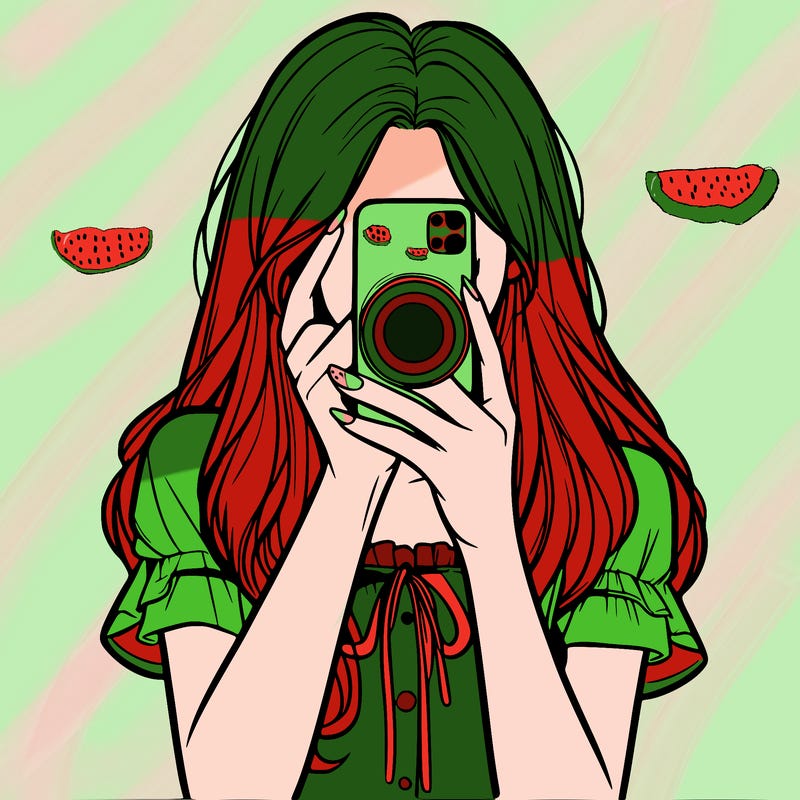 a realistic girl holding her phone taking pictures