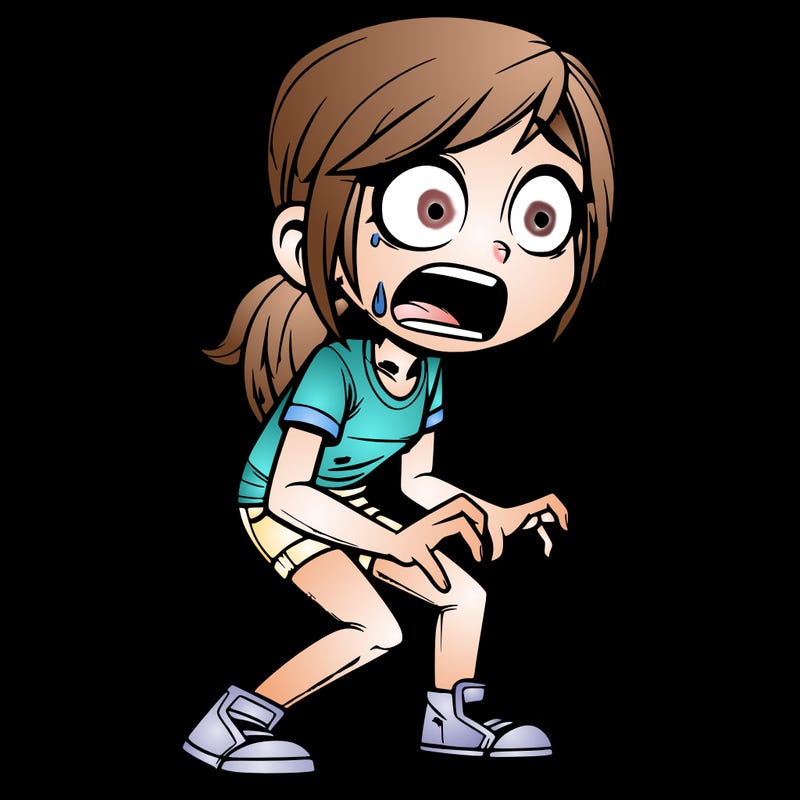 terrified realistic girl