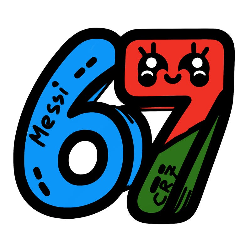 the numbers 67