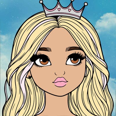 a realistic girl with a crown on