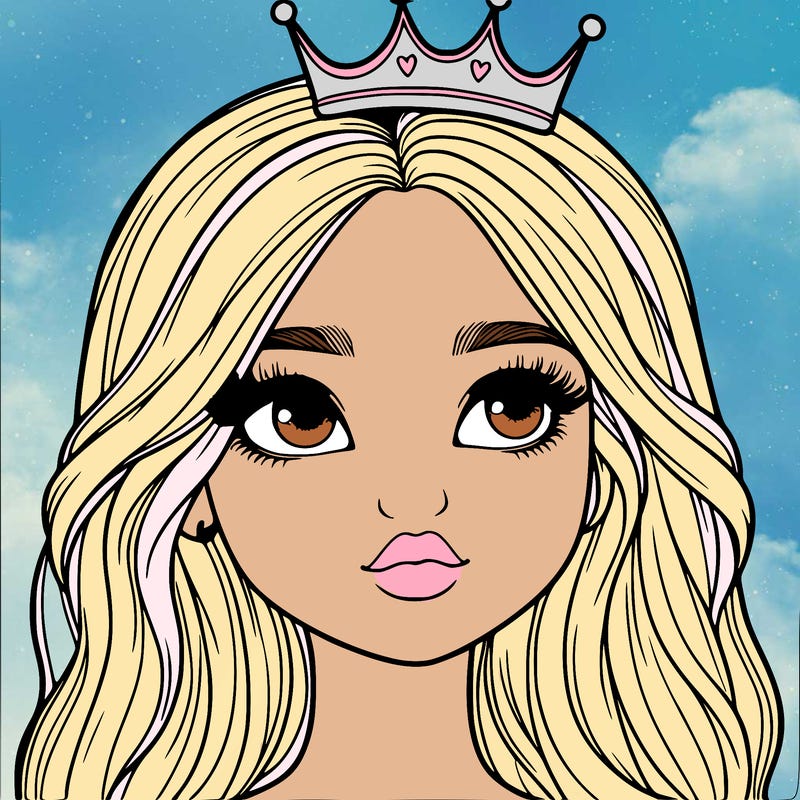 a realistic girl with a crown on