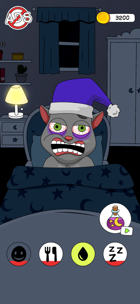 Talking Juan - Troll Juan - Personnage Talking Juan avec des yeux rouges effrayants assis dans un lit portant un bonnet de nuit bleu