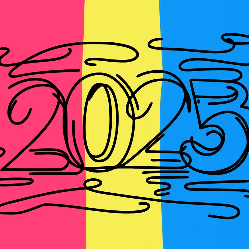 one line scrawled numbers sketch design “2025”