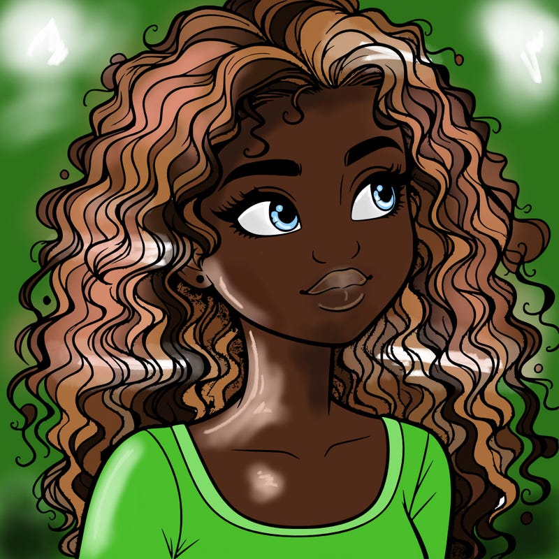 realistic girl with curly hair