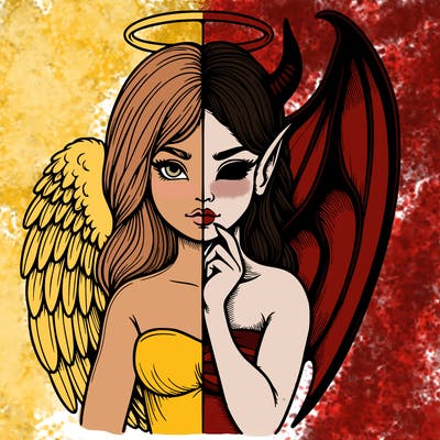 realistic angel half demon